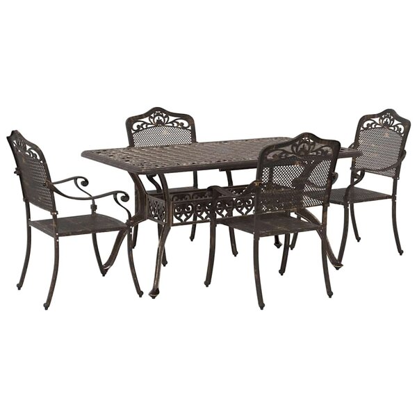 vidaXL Ensemble de salle à manger pour jardin 5 Pièces Bronze Aluminium