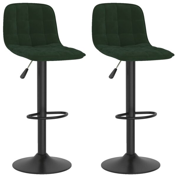 Vidaxl tabourets de bar 2 pcs vert foncé velours