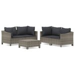 vidaXL Salon de jardin 5 Pièces avec coussins Gris Résine tressée