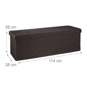 Banquette banc pour coffre de rangement en lin avec couvercle marron 114 cm 3013009