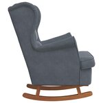 vidaXL Fauteuil à bascule à oreilles en velours gris foncé bois massif