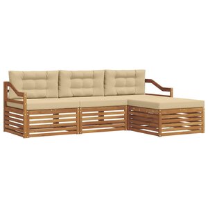 vidaXL Ensemble de canapés d'extérieur avec coussin Naturel et Beige