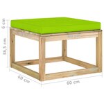 vidaXL Repose-pied de jardin avec coussin bois imprégné de vert