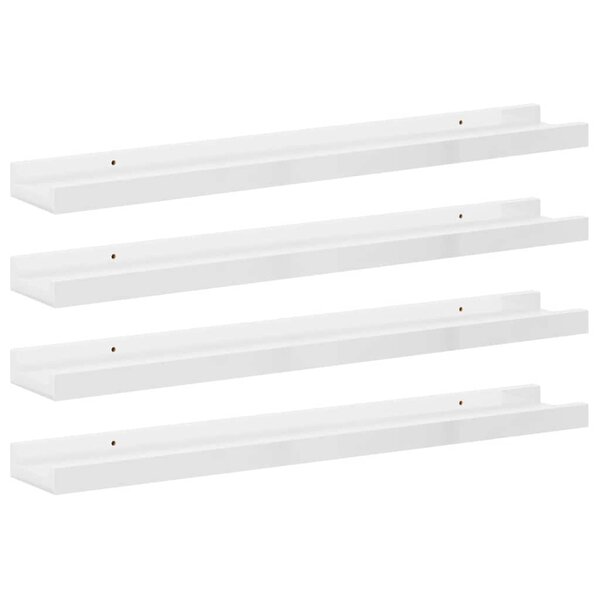 vidaXL Étagères murales 4 Pièces Blanc brillant 60x9x3 cm