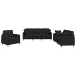 vidaXL Ensemble de canapés 3 Pièces avec coussins noir tissu
