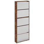 vidaXL Armoire à chaussures miroir 5 niveaux chêne fumé 63x17x169 5 cm