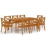 vidaXL Ensemble à manger de jardin 9 Pièces Bois d'acacia solide