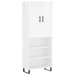 vidaXL Buffet haut Blanc brillant 69 5x34x180 cm Bois d'ingénierie