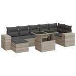 vidaXL Salon de jardin 8 Pièces avec coussins gris clair résine tressée