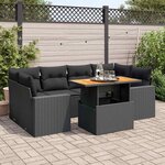 vidaXL Salon de jardin 7 Pièces avec coussins noir résine tressée