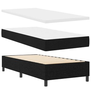 vidaXL Lit à ressort LED avec matelas Noir 100 x 200 cm tissu