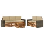 vidaXL Ensembles de canapés avec coussin 6 Pièces Bois d'Acacia Massif