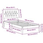 vidaXL Cadre de lit avec tête de lit rembourrée Marron 90 x 190 cm