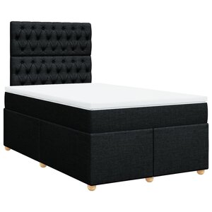 vidaXL Sommier à lattes de lit avec matelas noir 120x190 cm tissu
