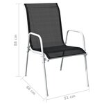 vidaXL Chaises empilables de jardin 2 Pièces Acier et textilène Noir