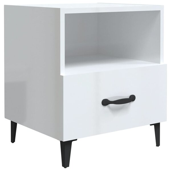 vidaXL Table de chevet Blanc brillant Bois d'ingénierie