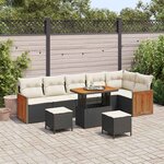 vidaXL Ensemble de canapé de jardin avec coussin 9 Pièces Noir et crème