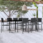 vidaXL Ensemble à manger de jardin 9 Pièces Noir