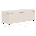 Banquette pouf tabouret meuble banc avec compartiment de rangement 116 cm crème polyester 3002063