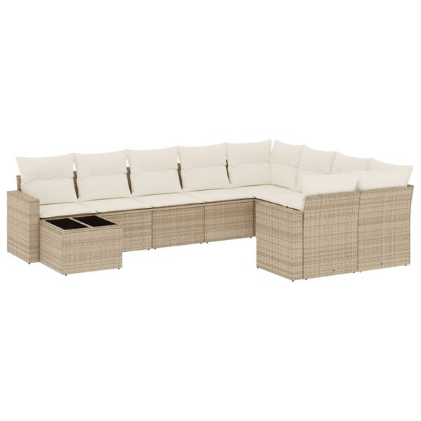 vidaXL Salon de jardin avec coussins 10 Pièces beige résine tressée
