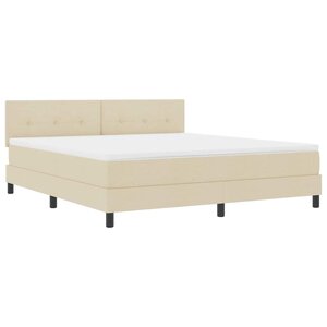 vidaXL Lit à ressorts avec matelas avec LED Crème 180 x 200 cm tissu