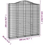 vidaXL Paniers à gabions arqués 2 Pièces 200x30x200/220 cm fer galvanisé