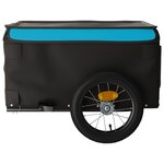 vidaXL Remorque de vélo noir et bleu 30 kg fer