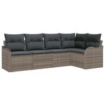 vidaXL Ensemble de canapé de jardin avec coussin 5 Pièces Gris Poly rotin