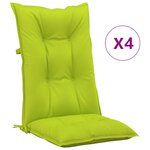 vidaXL Coussins de chaise de jardin à dossier haut lot de 4 vert vif