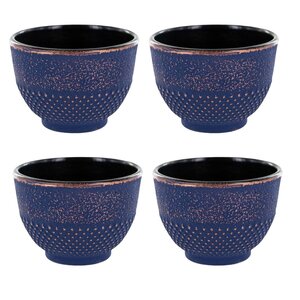 4 tasses en fonte bleu et bronze 0 15 L