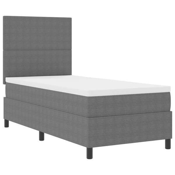 vidaXL Lit ressorts avec matelas & lumière LED gris 90x200 cm tissu côtelé