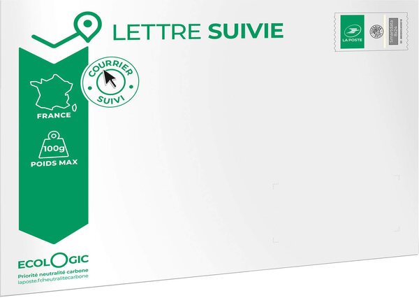 Prêt-à-Poster - Lettre verte suivie - 100g - Format C4 - Enveloppe à l'unité