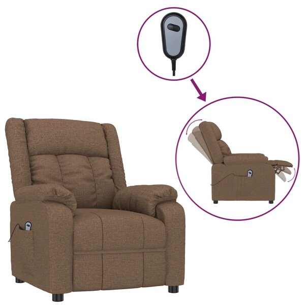 vidaXL Fauteuil inclinable électrique Marron Tissu