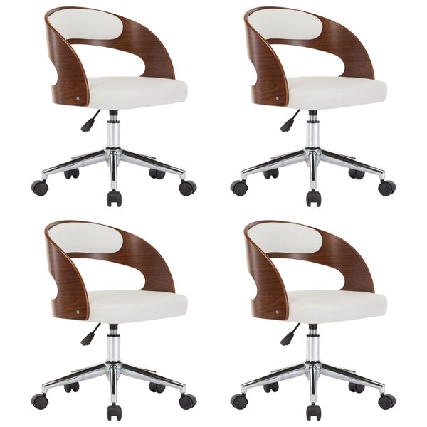 vidaXL Chaises pivotantes à manger lot de 4 bois courbé et similicuir