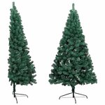 vidaXL Demi-arbre de Noël artificiel pré-éclairé et boules vert 120 cm