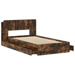 vidaXL Cadre de lit avec rangement avec tiroir Chêne fumé 100 x 200 cm