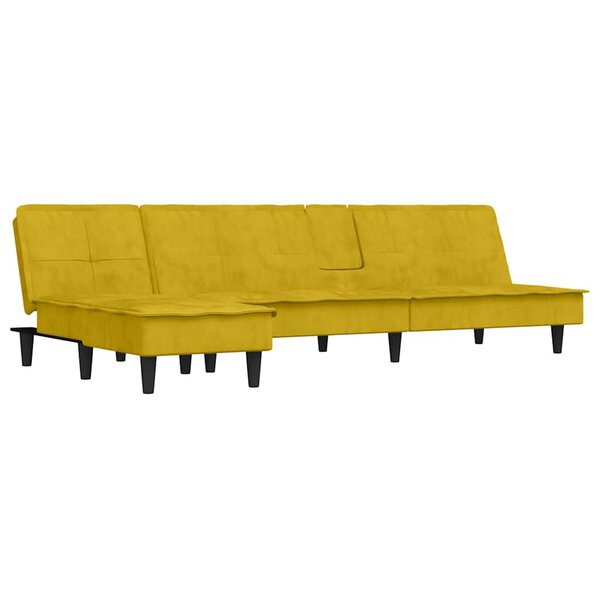 vidaXL Canapé-lit en forme de L jaune 255x140x70 cm velours