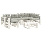 vidaXL Salon palette de jardin 7 Pièces avec coussins taupe bois