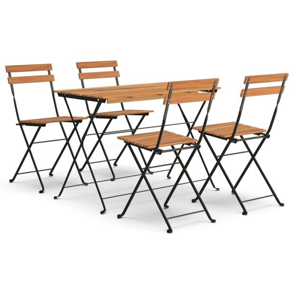 vidaXL Ensemble de bistro pliable 5 Pièces Bois d'acacia solide et acier
