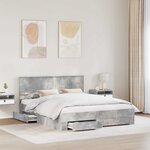 vidaXL Cadre de lit Gris béton 160 x 200 cm Bois d'ingénierie