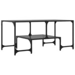 vidaXL Table basse avec dessus en verre noir 98 5x50x45 cm acier
