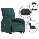vidaXL Fauteuil inclinable de massage électrique Vert foncé Tissu