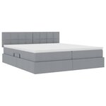 vidaXL Lit de rangement LED avec matelas Gris clair 200 x 200 cm Tissu
