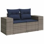 vidaXL Salon de jardin 4 Pièces avec coussins gris résine tressée