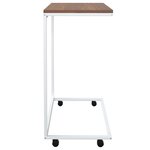 vidaXL Table d'appoint avec roues Blanc 55x35x70 cm Bois d'ingénierie