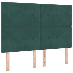 Lit Box Spring vidaXL avec Matelas Vert Foncé 140x190 cm Velours