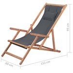 vidaXL Chaise pliable de plage Tissu et cadre en bois Gris