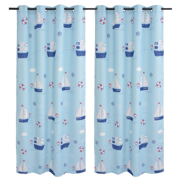 Vidaxl rideau occultant imprimé pour enfants 2 pièces 140 x 240 cm bleu