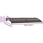 vidaXL Auvent de porte Noir 240x80 cm PC