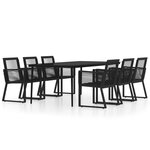 vidaXL Ensemble à manger de jardin 7 Pièces Noir